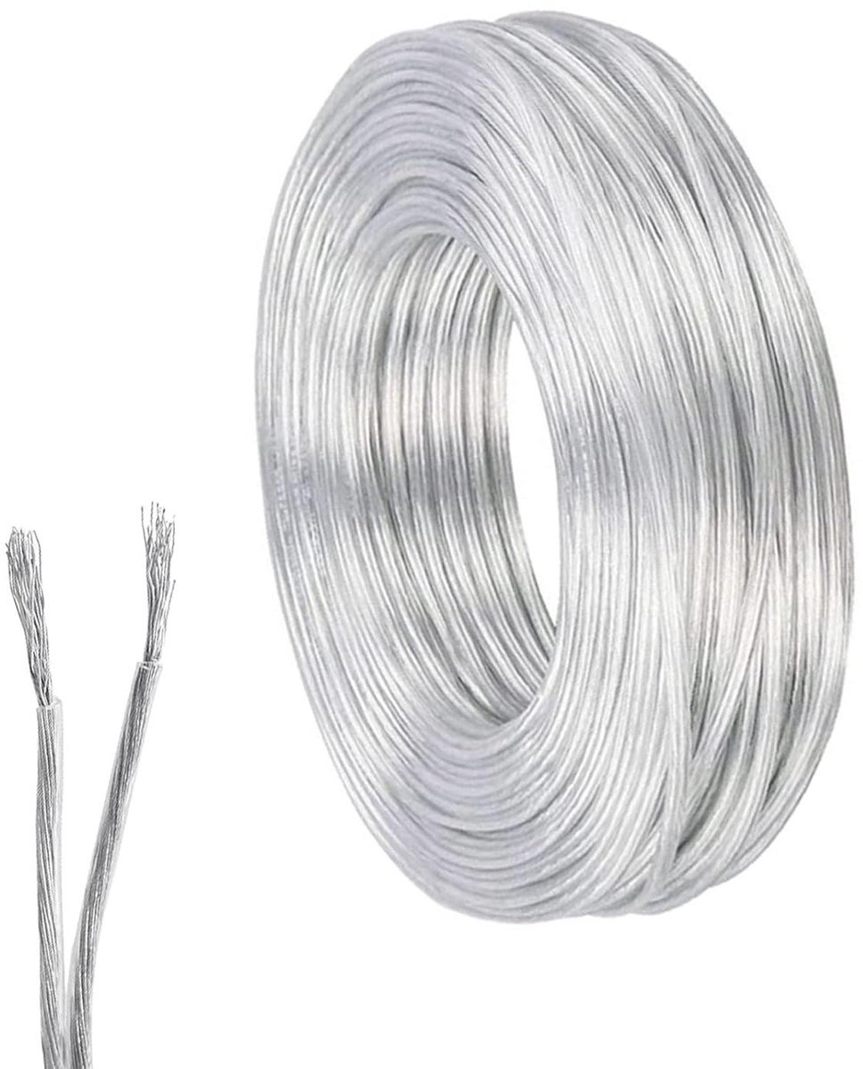 Cosensi - Transparante elektrische kabel van 10 meter met 2 kernen - PVC flexibel en geschikt voor inbouw van huishoudelijke apparaten.