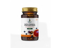 Geavanceerd saffraan-blauwe bessen- en druivenpitextract - anti stress, anxiety, mood support, focus-Vegetarische-veganistische, Advanced Premium Dietary/ food supplement capsules, dieet/voedingssupplement, mood, 60 Vegan Capsules