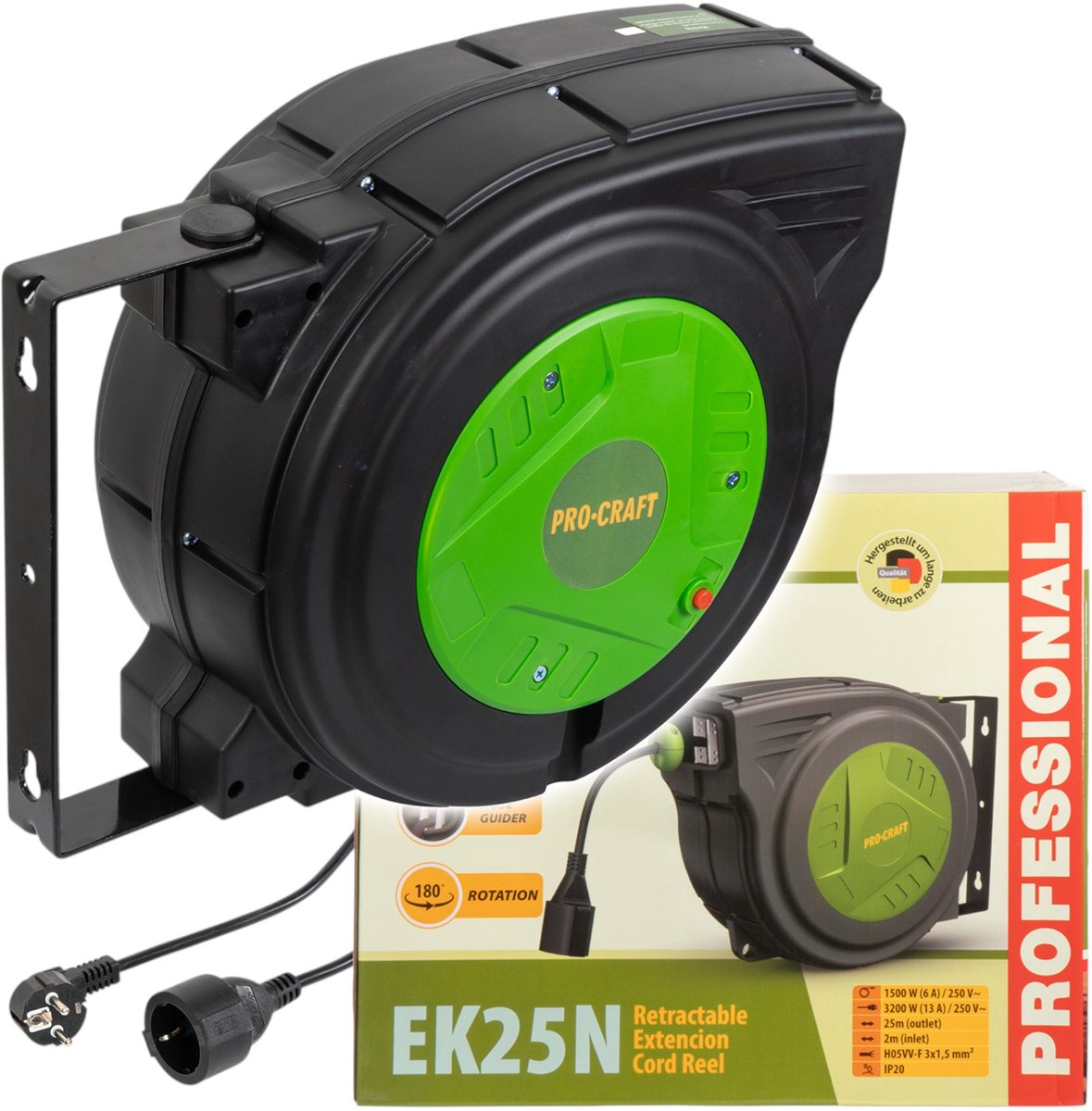 Procraft EK25N Zelfoprollende verlengkabel 25 m
