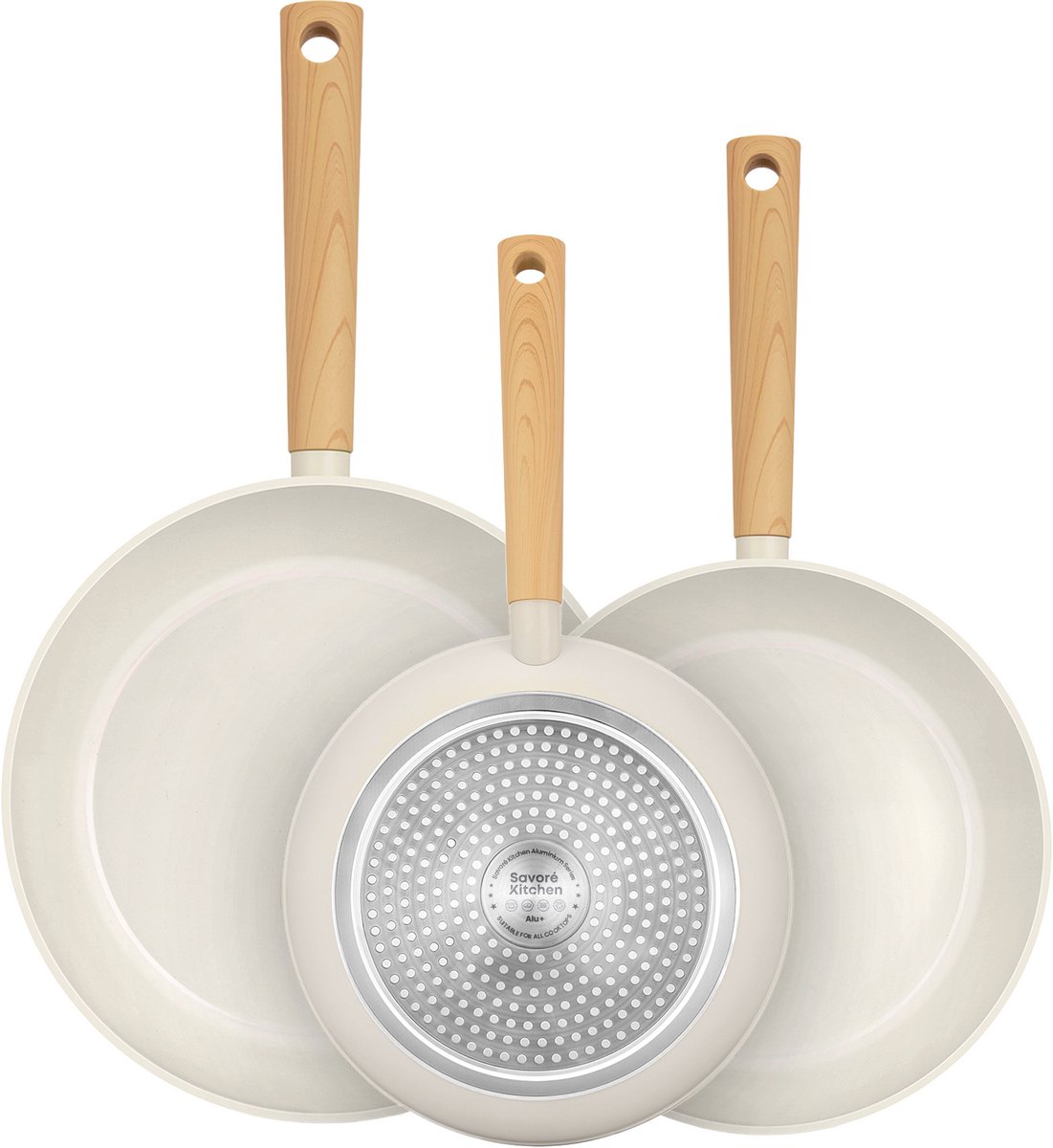 Savoré Kitchen Koekenpannen Ø20, 24 & 28 cm - Inductie - PFAS-Vrij - Keramische Koekenpan - Koekenpannenset - Pannenset - Pannen - Pan