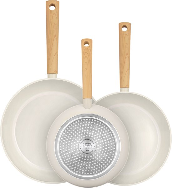 Savoré Kitchen Koekenpannen Ø20, 24 & 28 cm - Inductie - PFAS-Vrij - Keramische Koekenpan - Koekenpannenset - Pannenset - Pannen - Pan