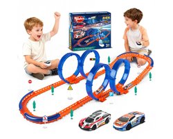 VATOS Dual RC Racebaan - 360° Loop Met 2 Afstandsbedieningen Trein - 64 Delen Bouwbare Racebaan Elektrischn - Snelheidsspel Carrera Voor Kinderen 3-9 Jaar