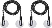 Reiswaslijn - 2 stuks - Uitschuifbare waslijn - Draagbare elastische waslijn - Winddichte hanger voor buiten kamperen - Waslijn - Onzichtbare waslijn - Binnenhuis kamperen en reizen - 1.5 m - Zwart