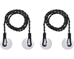 Reiswaslijn - 2 stuks - Uitschuifbare waslijn - Draagbare elastische waslijn - Winddichte hanger voor buiten kamperen - Waslijn - Onzichtbare waslijn - Binnenhuis kamperen en reizen - 1.5 m - Zwart