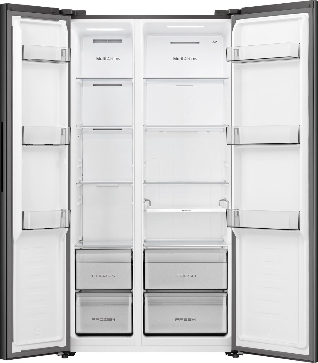 Hisense RS3P558NEFD - Amerikaanse koelkast - No-Frost - 178 cm hoog - 544 liter - Energielabel D - Invriesvermogen 12 kg/24u - Geluidsniveau 37 dB - LED Display - SuperCool - FastFreeze - Deuralarm - Inverter Compressor - Multi Airflow — afbeelding 3