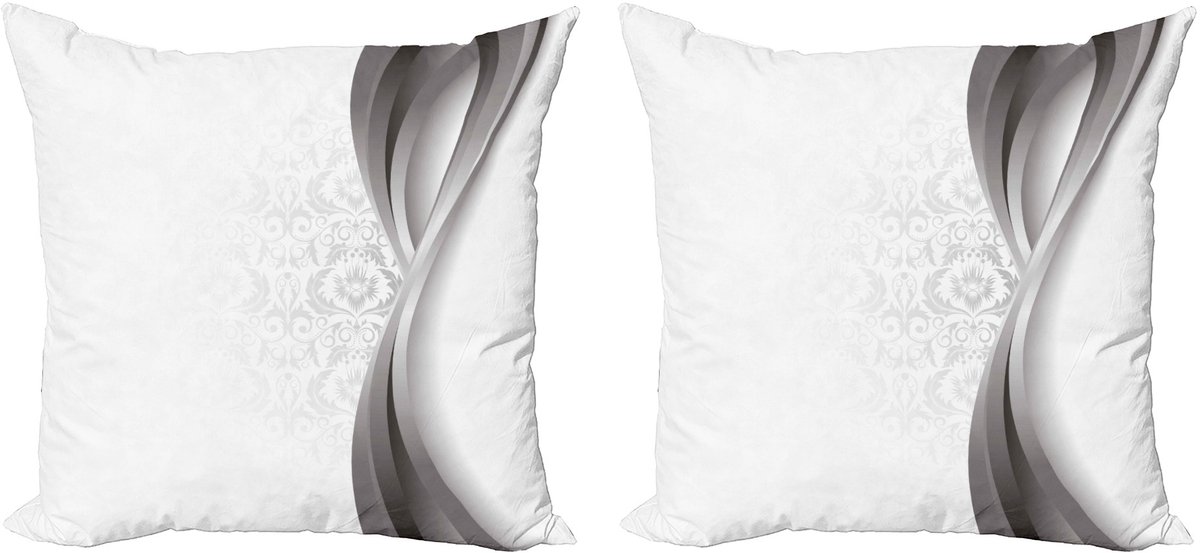 ABAKUHAUS Kussenhoes 45x45 cm – Decoratief Kussen – Dubbelzijdige afdruk, Grijs/Wit