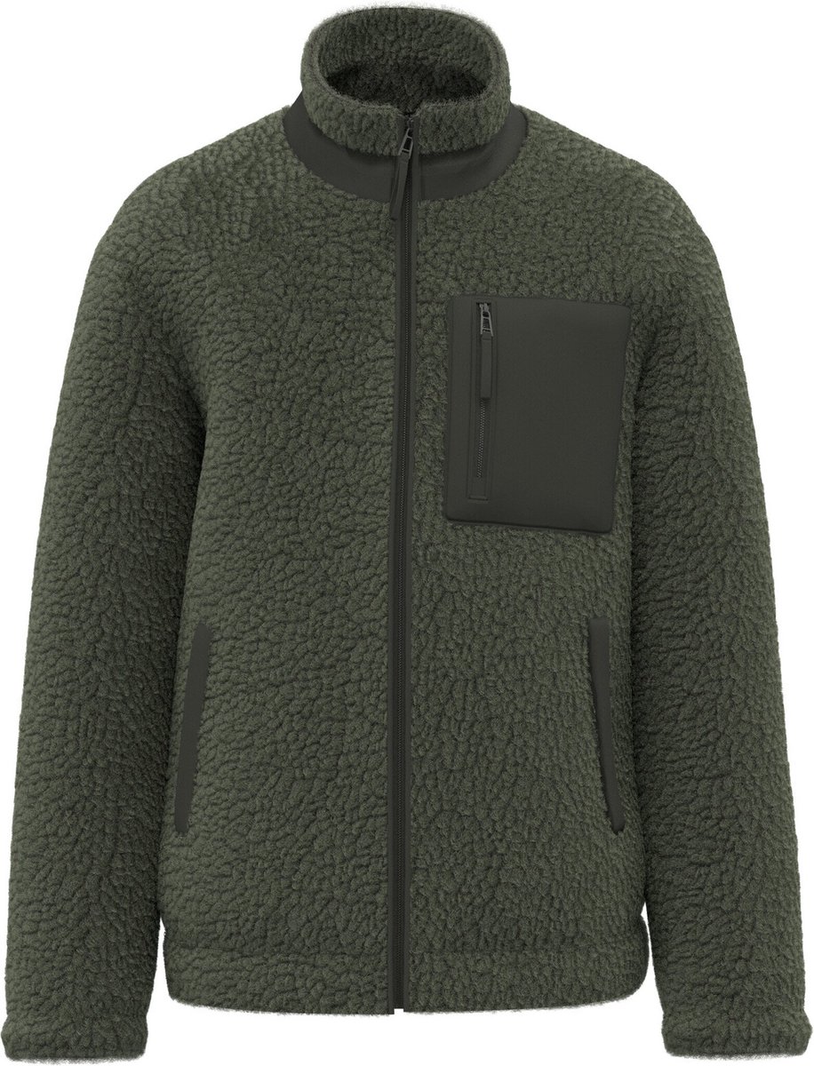 Native Spirit Ecologisch uniseks sherpa jasje NS604 - Forest Khaki / Dark Forest Khaki - L