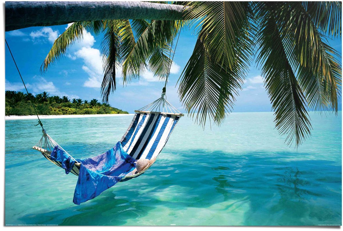 Poster Strand hangmat - 61 x 91,5 - Papier - REINDERS