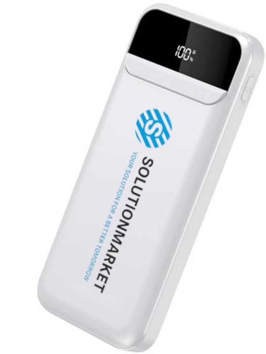 SolutionMarket Powerbank 10.000 mAh – 22.5W Snellader - USB-A/USB-C - Digitale LED display - Universele Powerbanks Geschikt voor iOS/Android - Wit