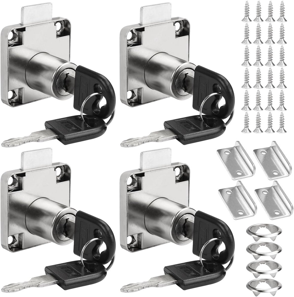 Stunq® Set van Vier Robuuste Meubelsloten met RVS Sleutels - Veiligheid voor Lades en Kasten