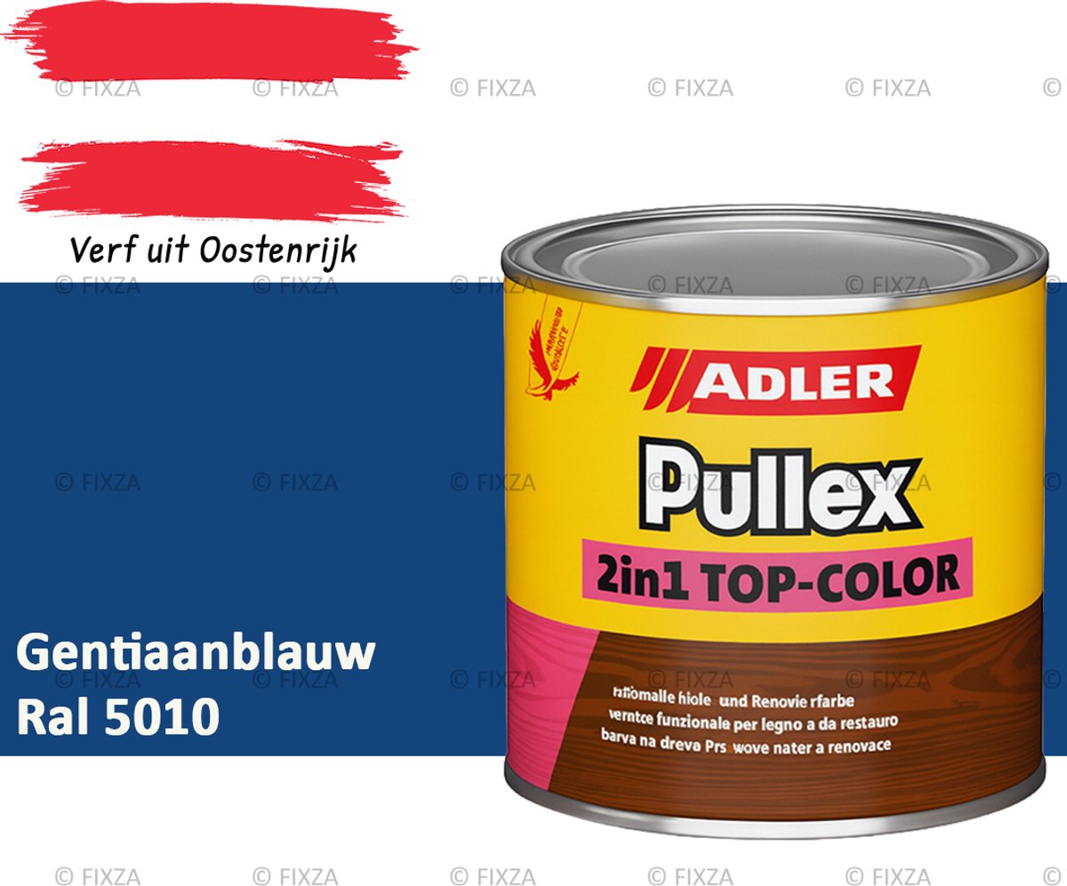 ADLER Pullex 2in1 Top-Color – Gentiaanblauw – 2,5 Liter – Dekkende Houtverf Buiten – Zijdemat