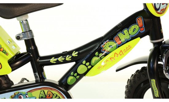 Dino Bikes Kinderfiets 12 inch dinosaurus - Kinderfiets Zijwieltjes - Jongensfiets - Zwart — afbeelding 3