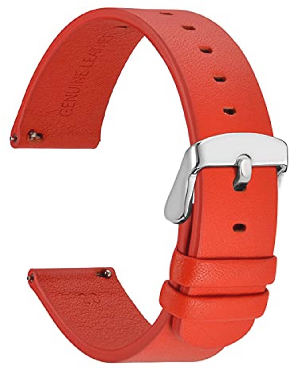 Slanke platte horlogeband voor smartwatch - volnerfleer met snelsluiting, reservearmband voor dames en heren, 18 mm, 20 mm, 22 mm