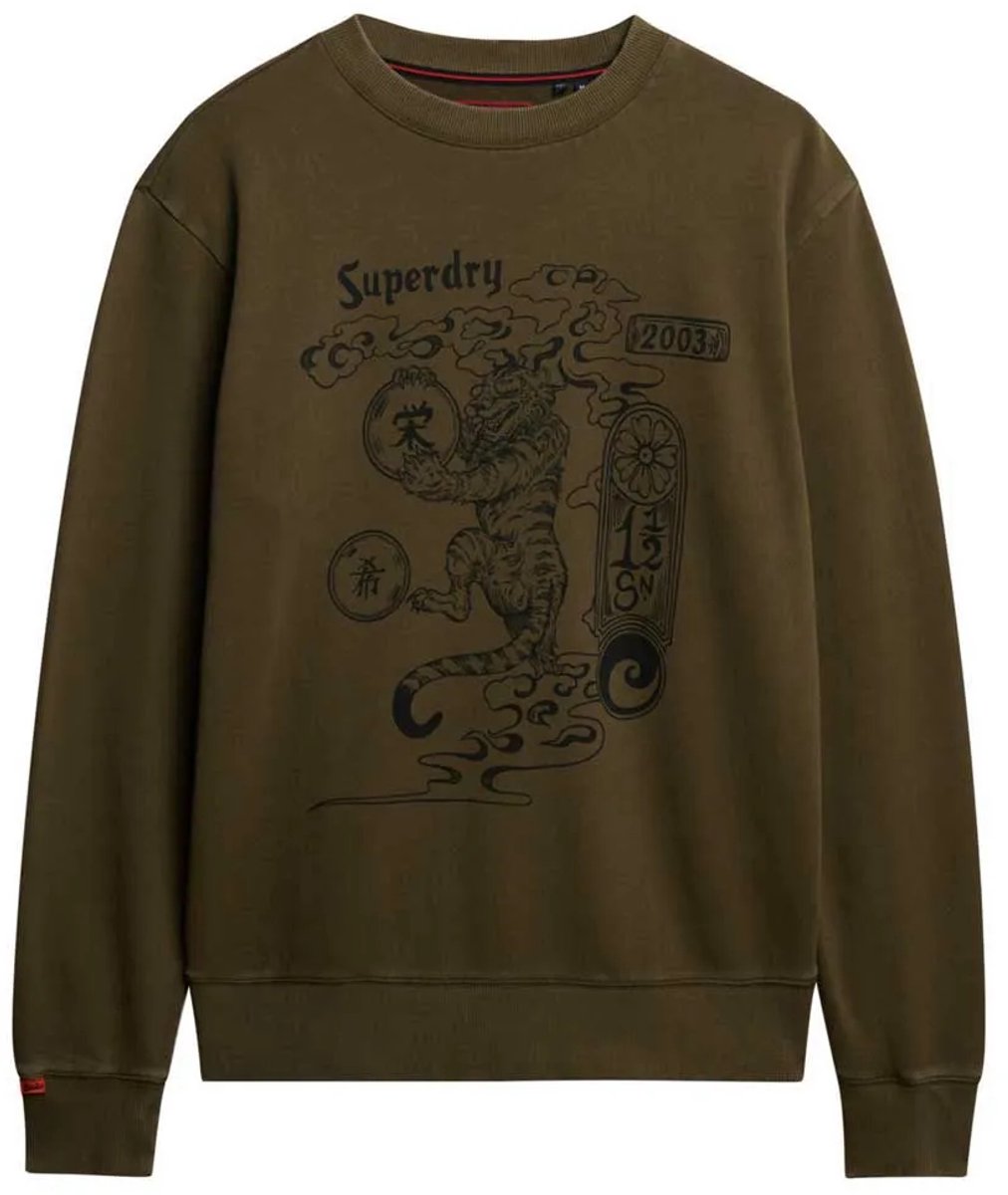 Superdry Tokyo Narrative sweatshirt met losse pasvorm Heren Truien Olijf