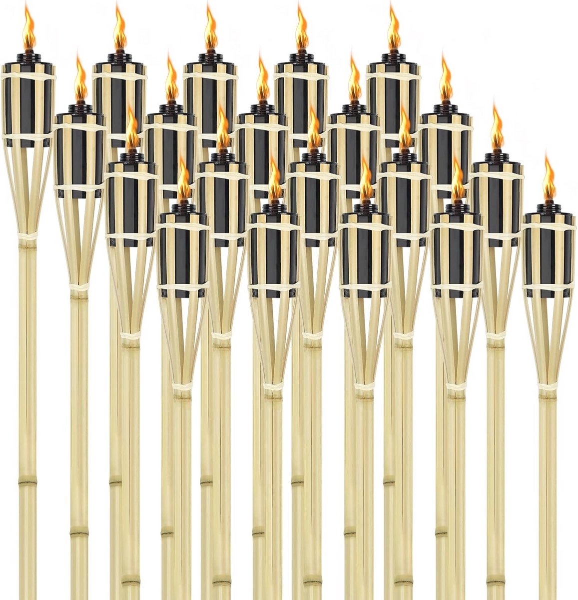 Set van 36 Tuin Fakkels voor Buiten - Bamboo Olielampen voor Sfeervolle Verlichting