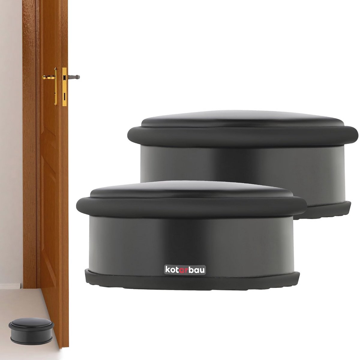 Set van 2 Zwarte Deurstoppers - Vrijuitziend en Laag Design