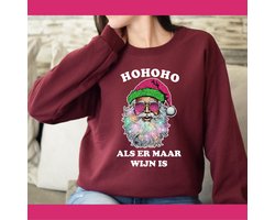 Bordeaux rode kersttrui- Maat 4XL- Hohoho als er maar wijn is- kerst sweater- Dames trui.