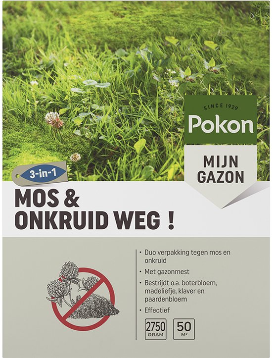 Pokon Mos en Onkruid Weg! - 2,75kg - Onkruidverdelger - Geschikt voor 50m² - Zowel mos- en onkruidbestrijder - Anti mos gazon van Merkloos	 — afbeelding 2