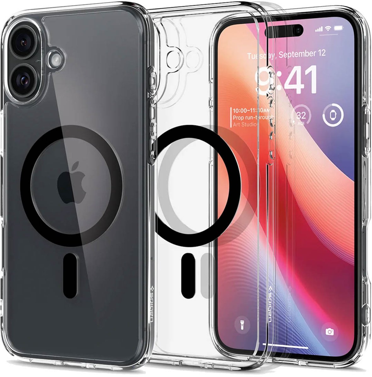 Spigen Ultra Hybrid MagSafe geschikt voor iPhone 16 hoesje - Black ring
