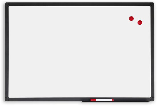 IVOL Whiteboard Premium met zwart frame - 120x180 cm - Emaille - Magnetisch - Magneetbord - memobord