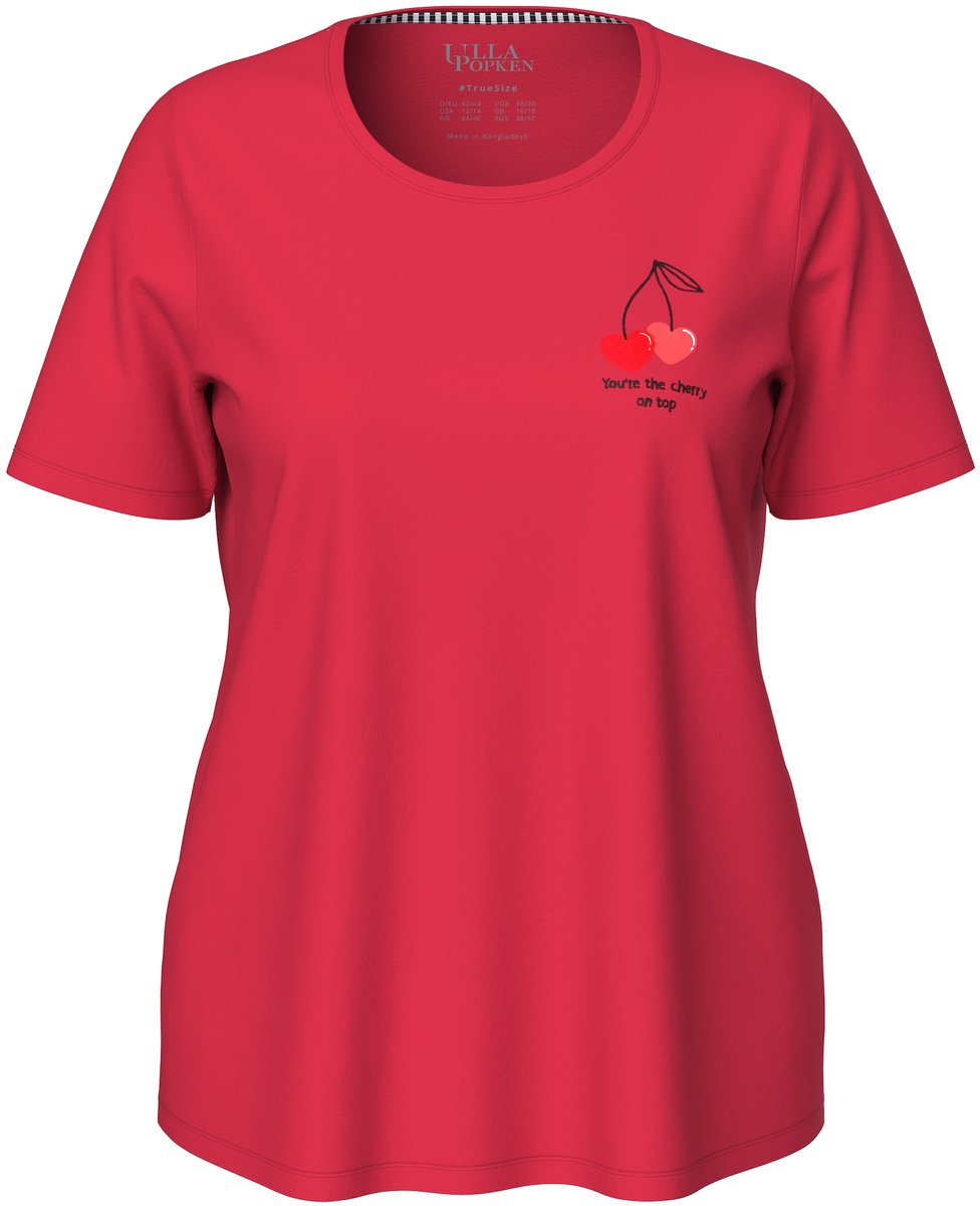 Ulla Popken - Dames - Pyjamashirt harten korte mouwen - Salsa - Maat 46+
