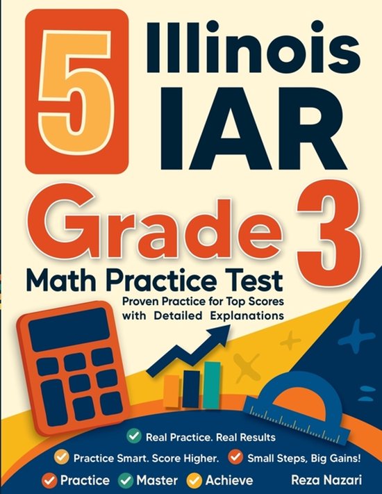 5 Illinois IAR Grade 3 Math Practice Tests - cover