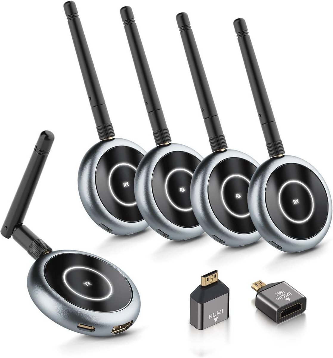 Draadloze HDMI-Zender en Ontvangers voor Multi-Screen Display - 1080p @60Hz Streaming voor Laptop, Camera, TV en Beamer