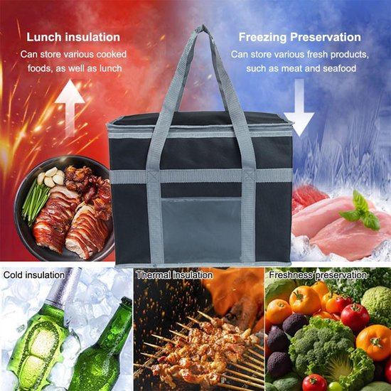 Vouwbare Koeltas 41 x 26 x 33 cm - Grote Isolatie Mand - Koelmand Thermische Tas Picknicktas Waterdicht Lichtgrijs — afbeelding 4
