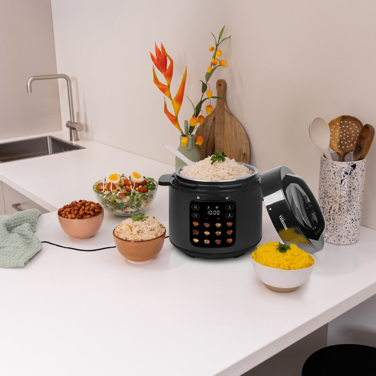 Tristar RK-6160 - Rijstkoker met stomer - Multicooker - 6L - Snelkookpan - 1000W - Zwart – foto 5