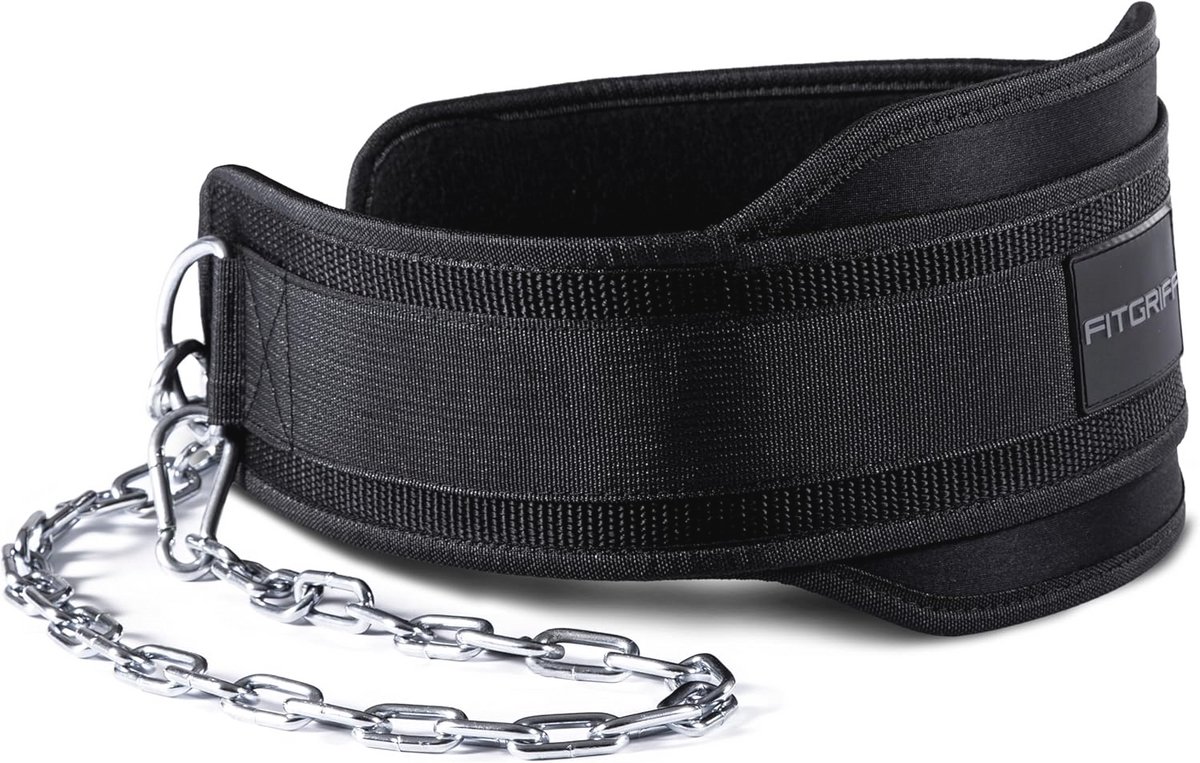 Dip Belt met Ketting voor Bodybuilding en Krachttraining - Verstelbare Gewichtsriem met Carabiner Haken