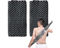 2-delige Japanse rugscrubberset, exfoliërende douchehanddoek, extra lange exfoliërende washand voor mannen en vrouwen, scrubdoek voor lichaamsreiniging en massage (zwart)