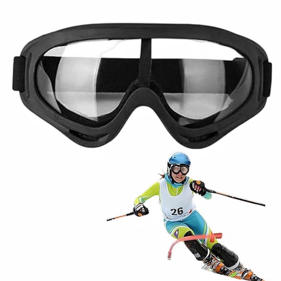 1 stuk Eendelige skibril - Winddicht ontwerp - Fietsbril - Sneeuwbril - Snowboardbril - 18 * 9 * 11,20 cm - Geschikt voor buiten skiën en motorrijden in de winter - Zwart