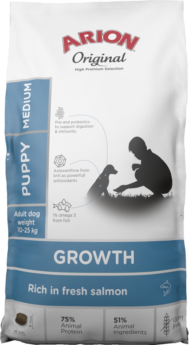 Arion hond Original Growth Fish Medium 12kg