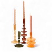 Bol complet 10 pièces avec bougeoirs - bougies - porte-thé - bol en métal cuivré 40 cm dans les coloris orange / terra