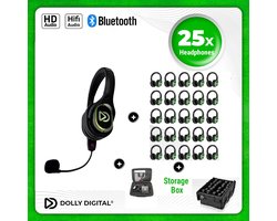 Dolly Digital® RD-Pro 25 Draadloze Koptelefoons voor groepen + Headmounted Microfoon – 25 HiFi Koptelefoons + Microfoon + Bluetooth + HiFi