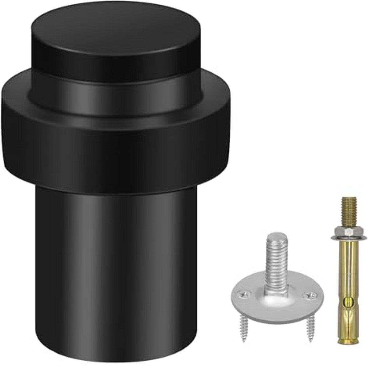 Cilindrische Deurstopper 50 mm - Roestvrij Staal met Geluidsdempende Bumper voor Binnen en Buiten