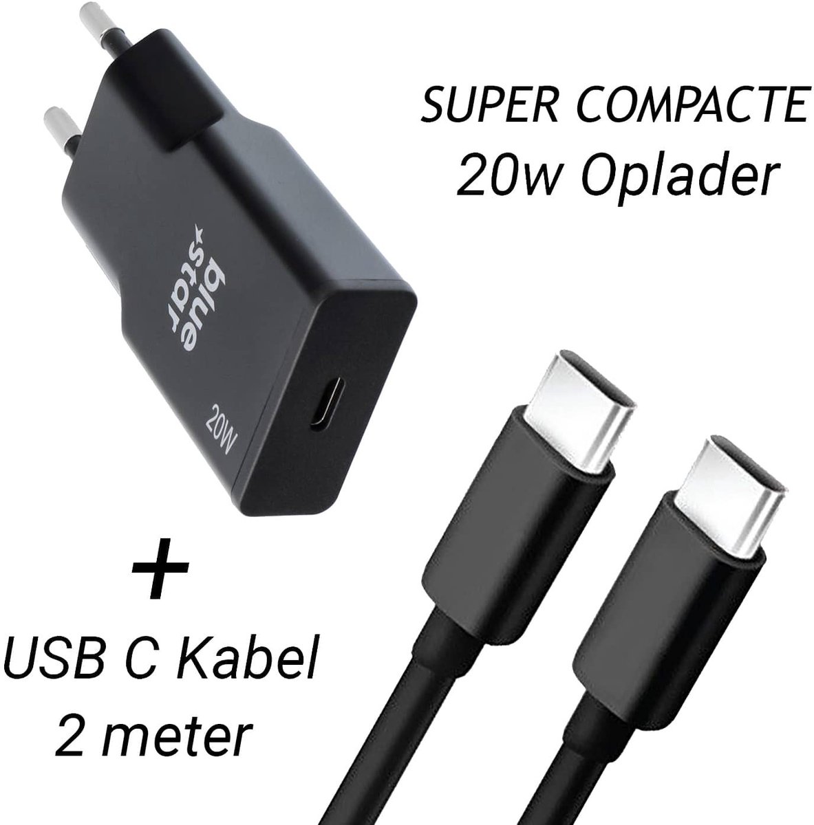 Ereader Oplader + Oplaadkabel 2 Meter Type C Kabel - GaN Adapter - e Reader Lader Geschikt voor Nieuwe Kobo Clara - Libra - Sage