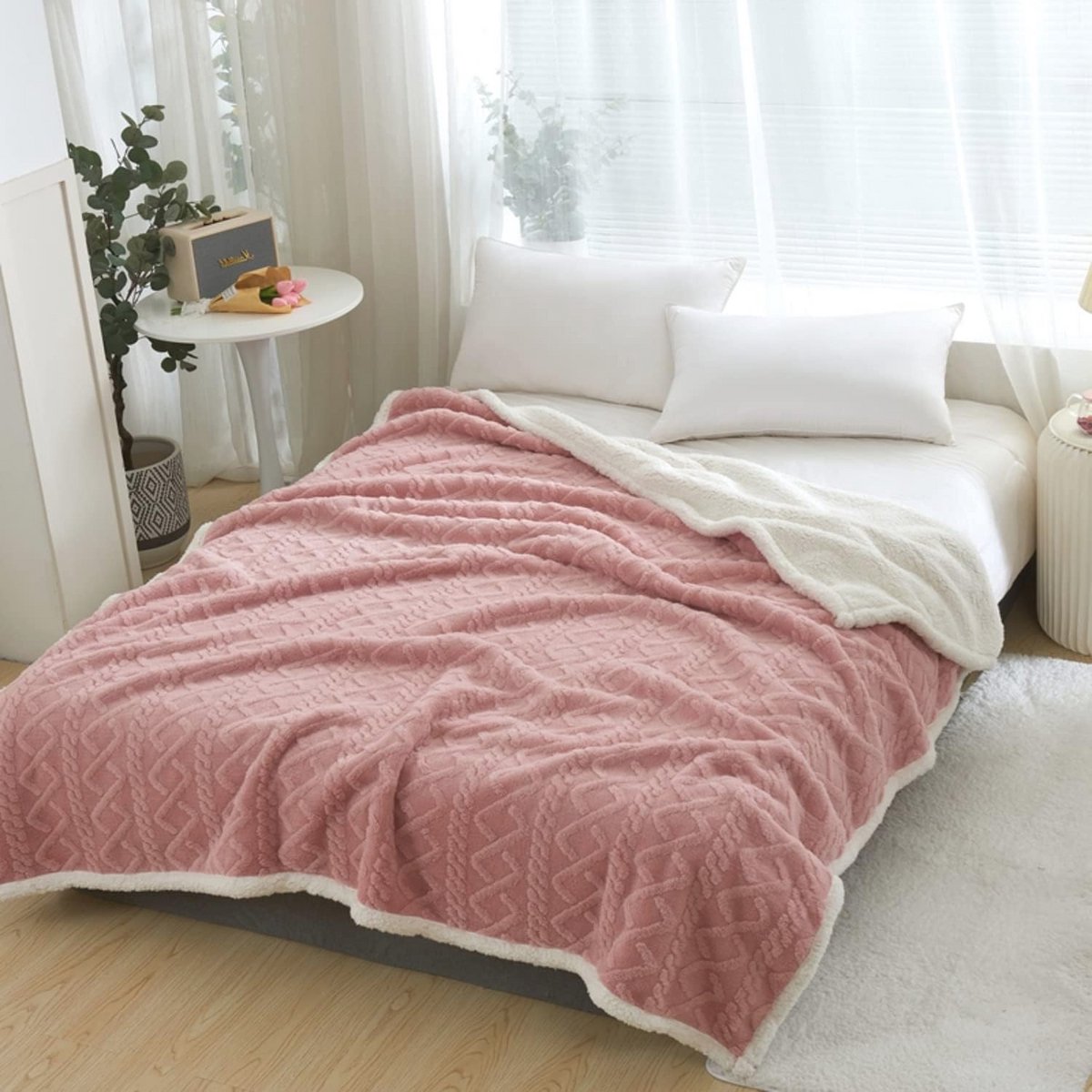 Dubbelzijdige Sherpa fleece deken 150 x 200 cm - Superzacht en warm voor bed en bank