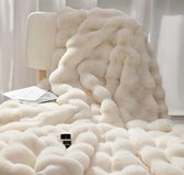 Luxe dubbel laags fleece deken - Plaid 160 x 200 - Extra Groot - Superzacht & Warm - Wit - Wit Plaid - Effen Witte Plaid voor Bank & Bed - Scandinavisch Woondeken - Fleece deken - Deken wit
