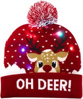 Jojoy - Bonnet de Noël - Bonnet tricoté avec lumières - Bonnet LED - Cadeau de Noël - bonnet rouge - XBEANIE rouge