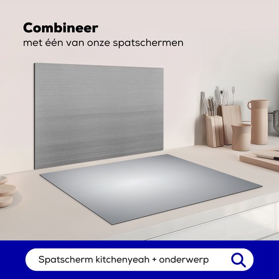 KitchenYeah® Inductie beschermer 71x52 cm - Zilver - Grijs - Metaal look - Donker - Kookplaataccessoires - Afdekplaat voor kookplaat - Inductiebeschermer - Inductiemat - Inductieplaat mat - Keuken decoratie