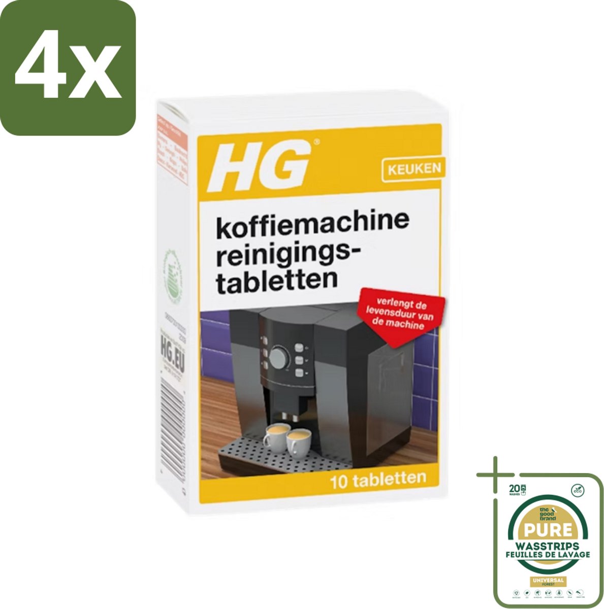 HG - Keuken - Koffiemachine Reinigingstabletten - 10 Tabletten - Voordeelverpakking - 4 stuks - Koffievet verwijderen - Koffiemachine onderhoud