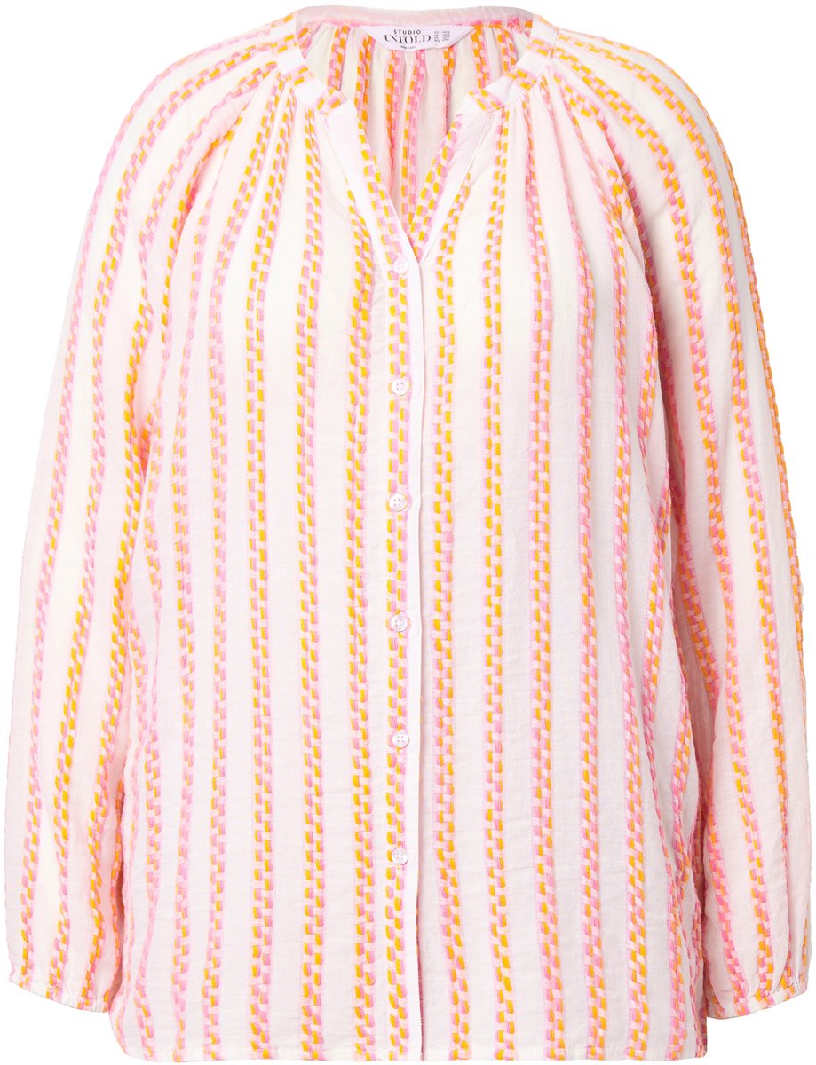 Studio Untold - Dames - Tuniek oversized structuurstrepen - Off-white - Maat 42+