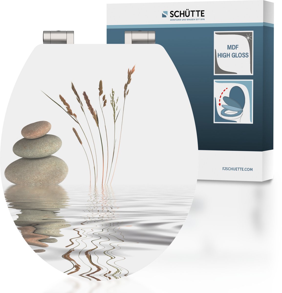 SCHÜTTE WC-Bril 80522 BALANCE - High Gloss - MDF-Hout - Soft Close - Verchroomde Scharnieren - Belastbaar tot 175 kg - Decor - 1-zijdige Print