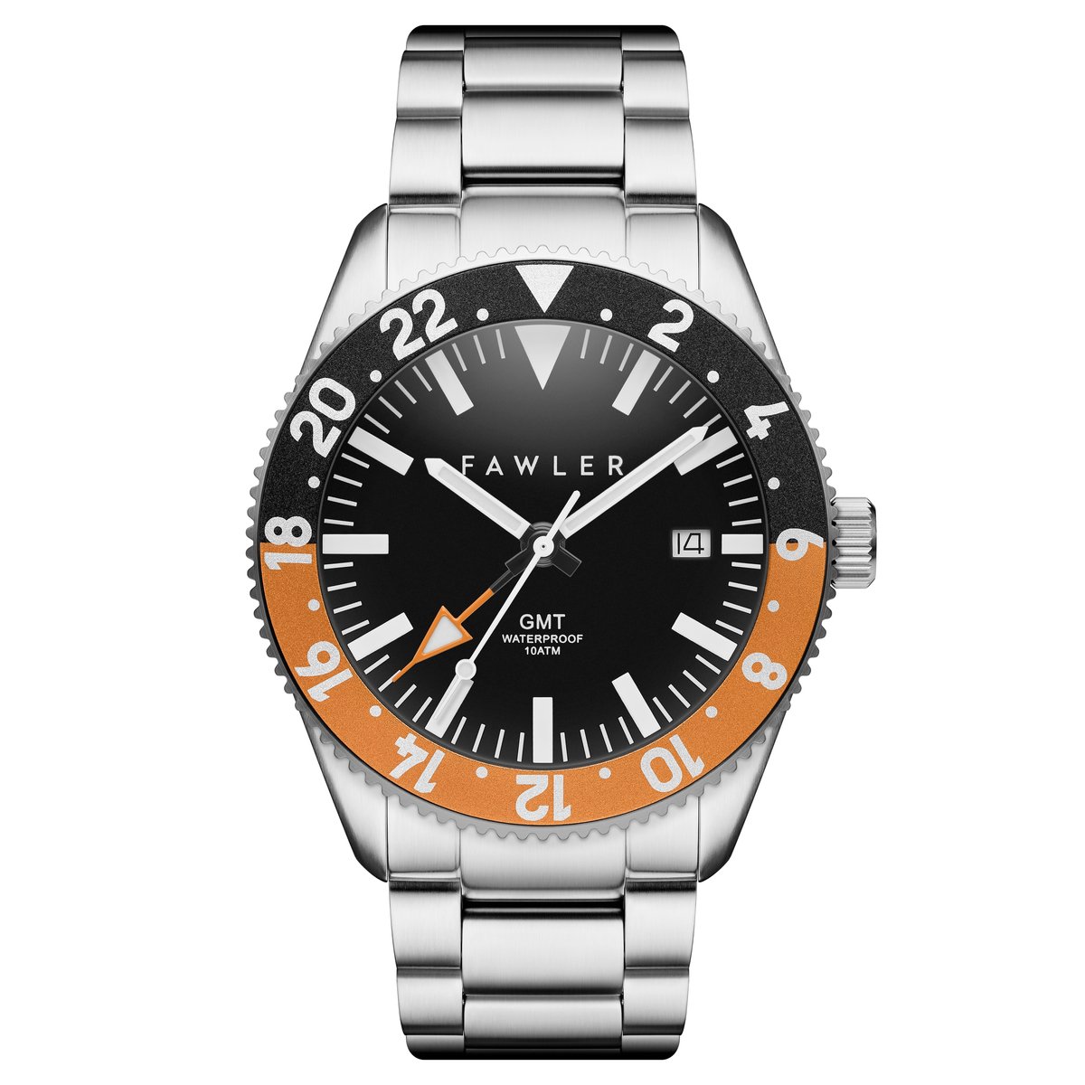 Métier II | Oranje Roestvrijstalen GMT-Horloge