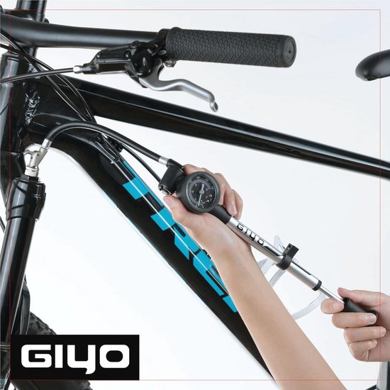 Hogedruk fiets-demperpomp voor mountainbike met aluminium cilinder en 360 graden draaibare slang — afbeelding 3