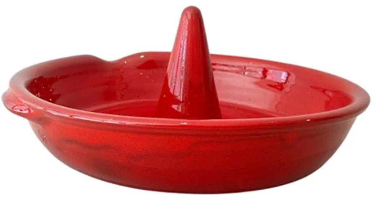 Val Pottery Foolish kiphouder met schaal D33.5cm Frango rood
