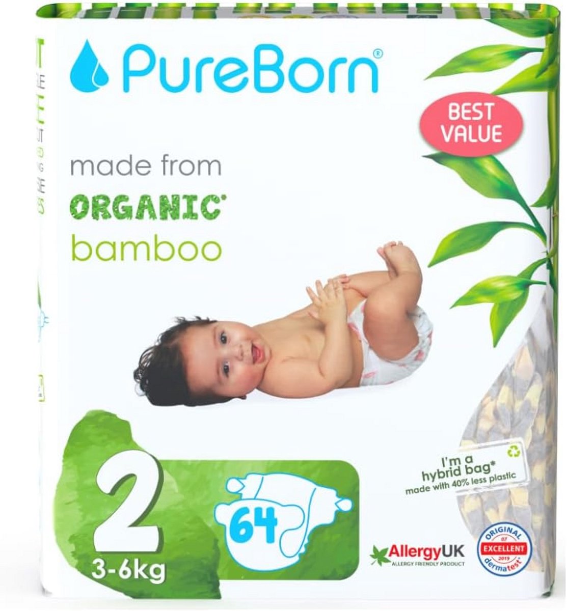 Ecologische Bamboe Luiers Maat 2 (3-6kg) - Hypoallergeen en Ultra Zacht