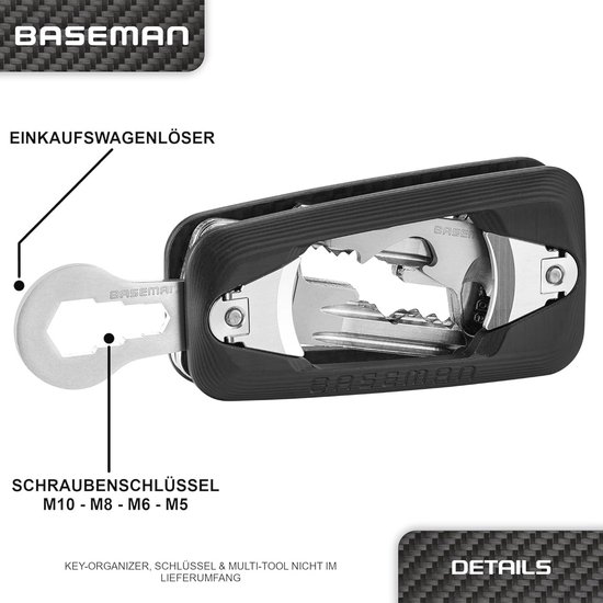 BASEMAN® Key Organizer – de innovatieve sleutelorganizer ordent sleutels met stijl en brengt rust in je tas, sleuteletui sleutelhouder, 3-8 Schlüssel
