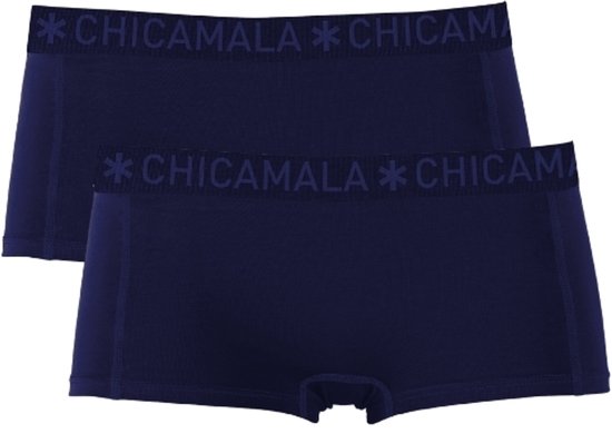 Twee marineblauwe CHICAMALA boxershorts voor dames met donkerblauwe logo-elastische tailleband.